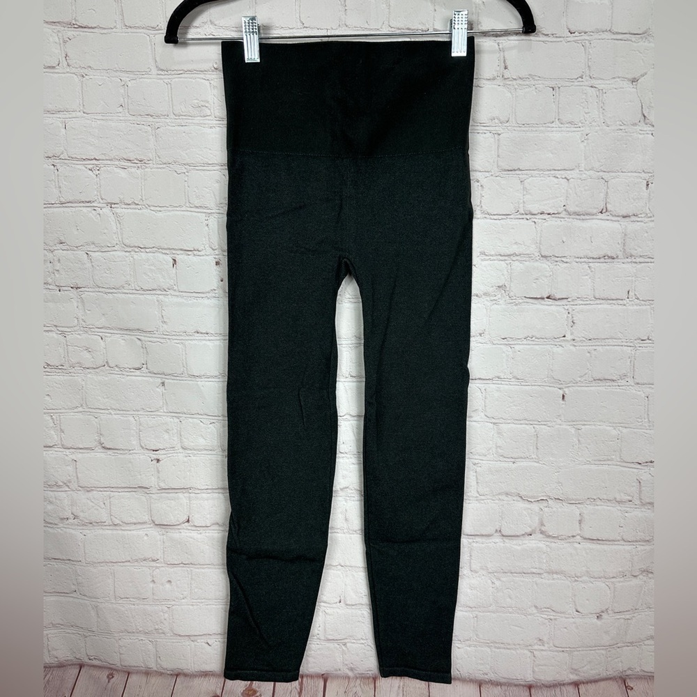 Spanx Leggings Womens Large‎ Black Look At Me Seamless Slimming Stretch GUC